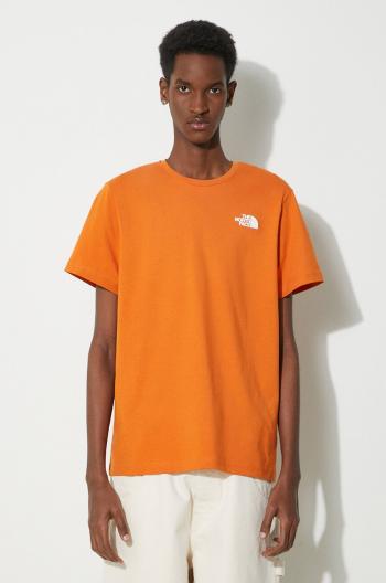 Bavlnené tričko The North Face M S/S Redbox Celebration Tee pánske, oranžová farba, s potlačou, NF0A87NVPCO1