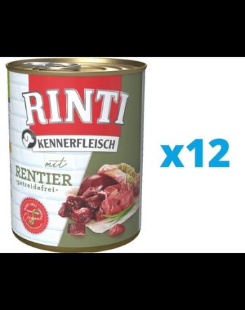 RINTI Kennerfleisch Reindeer conserve hrana umeda caini 12 x 800 g, cu ren