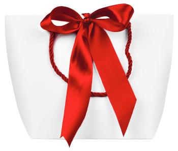 Troli Pungă cadou cu panglică roșu deschis S