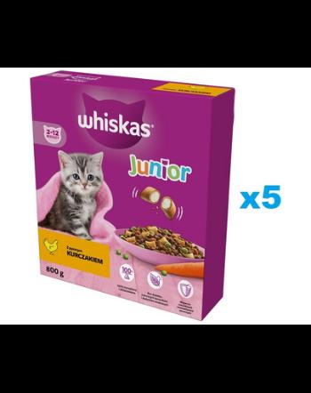 WHISKAS Junior 5x800 g hrana pentru pui de pisica, cu pui