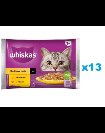 WHISKAS Adult 52x85 g hrana umeda pentru pisici adulte in sos cu: pui, curcan