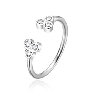 Agato Inel din argint cu design deschis, decorat cu zirconi AGT-R68W 57 mm