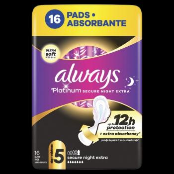 ALWAYS Platinum Ultra Secure Night Extra (veľkosť 5) Vložky s krídelkami 16 ks