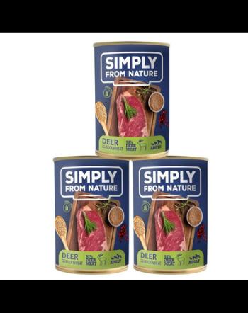 SIMPLY FROM NATURE Hrana umeda pentru caini, carne de vanat si hrisca 3 x 400 g