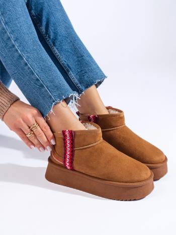 Cizme de zăpadă trendy pentru femei maro pe platformă
