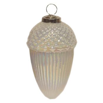 Vánoční skleněná růžová antik ozdoba žalud - Ø 7*12 cm 6GL3726