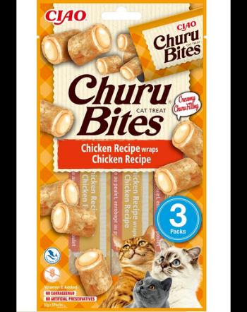 INABA Churu Bites Chicken wraps 3x10g snack cu crema de pui pentru pisici