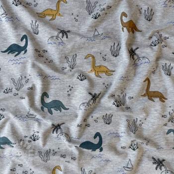 Úplet Water dinosaurs light grey melange