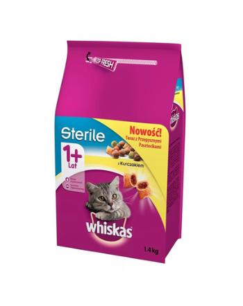 WHISKAS Sterile Adult hrana uscata pentru pisici sterilizate, cu pui 1.4 kg x 6