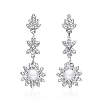 Agato Cercei de lux din argint cu zircon și perlă AGT-E160PW-P