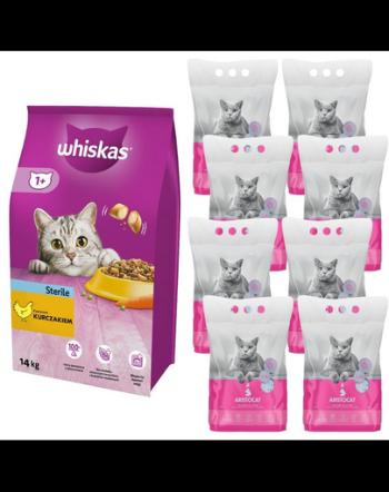 WHISKAS Sterile 14 kg + ARISTOCAT nisip silicat pentru pisici PREMIUM 8x3.8l