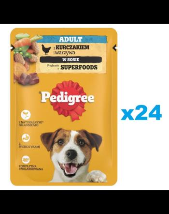 Plicuri pentru caini PEDIGREE Adult 24x100g bucati de pui si legume in sos