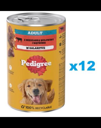 PEDIGREE Adult Conserve caine adult, cu vita si ficat in aspic 12x1200g