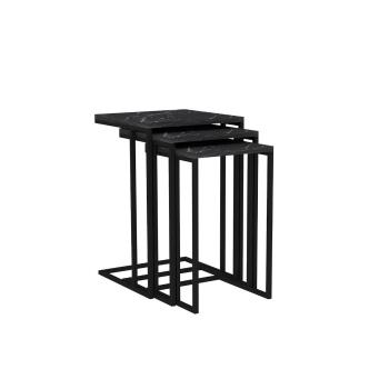 Masă pliabilă Black Mermer, 3 buc, negru