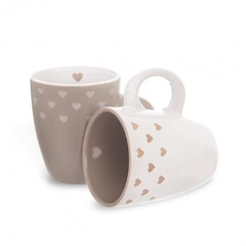 Set de 2 căni ceramice Orion Love Me,140 ml