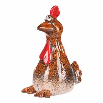 Decor de grădină pentru gard Hen, 8 x 8 x 16 cm ,ceramică, maro, 16 cm