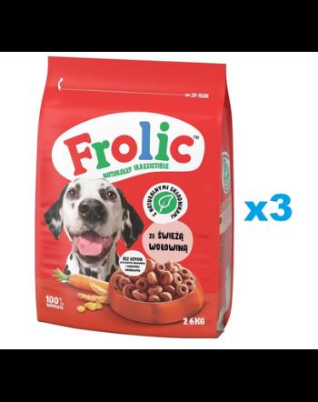 FROLIC Naturally Irresistible 3x2,6 kg hrana semi-umeda pentru caini, cu vita