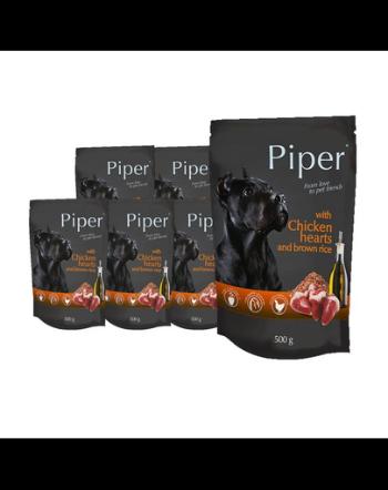 DOLINA NOTECI PIPER Mancare umeda pentru caini, cu inimi de pui si orez 10x500 g