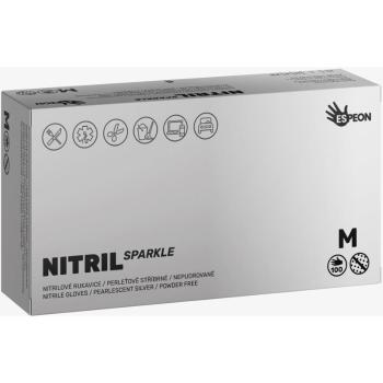 Espeon Nitril Sparkle Pearlescent Silver mănuși din nitril, fără pudră mărime M 2x50 buc