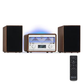 Auna Elton, sistem stereo, CD, BT, MP3, DAB+, radio FM, contorizator VU, iluminare din spate