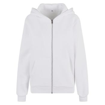 Build Your Brand Hebká dámska mikina na zips Fluffy - Biela | L
