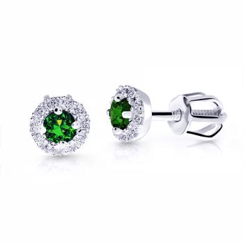 Cutie Jewellery Cercei delicați din aur alb cu zirconi verzi Z9002-3100-30-90-X-2