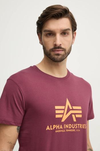Bavlnené tričko Alpha Industries Basic T-Shirt 100501.184, červená farba, s potlačou