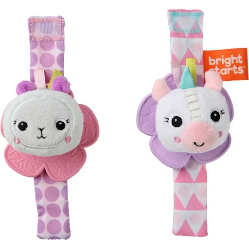 Bright Starts Wrist Pals Toy zornăitoare de ținut în mână pentru dentiție Unicorn & Llama 0 m+ 2 buc