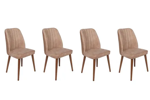 Set scaune 4 piese, Hanah Home, Alfa-463 V4, Bej / Nuc