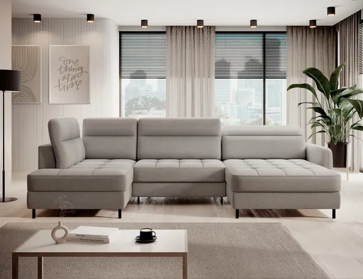 Coltar extensibil dreapta 4 locuri ELTAP, RT-03RAQ, Berrto, 306x165x100 cm, lemn/poliester, gri