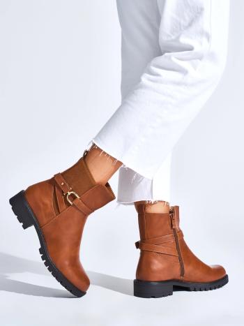Botine maro la modă pentru femei cu toc lat