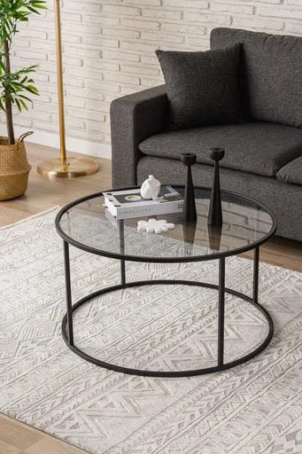 Masuta de cafea, Hanah Home, Startis 80, 80x43x80 cm, Negru / Fume