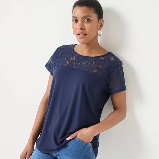 Tricou cu mânecă scurtă din dantelă