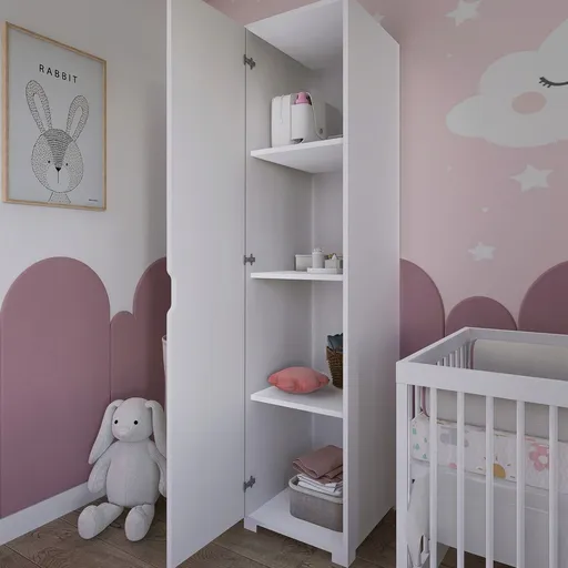 Dulap pentru haine, Hanah Home, Duru 1600-013, 40x183x4553 cm, Alb mat