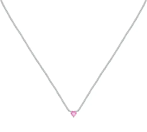 La Petite Story Colier din argint cu o inimă roz Silver LPS10AWV16