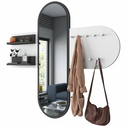 Cuier de perete cu oglindă Pomi White, alb