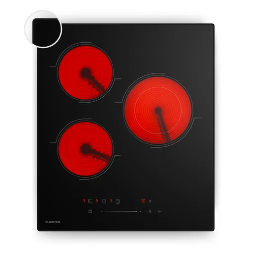 Klarstein Plită vitroceramică Velaire, elegantă, minimalistă, compactă, 3 zone de gătit, 4100 W, 45 cm