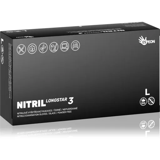 Espeon Nitril Longstar3 Black mănuși din nitril, fără pudră mărime L 2x50 buc