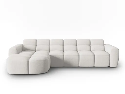 Coltar stanga 4 locuri, Lisa-193, Micadoni Home, 310x170x77 cm, tesatura structurata, gri deschis