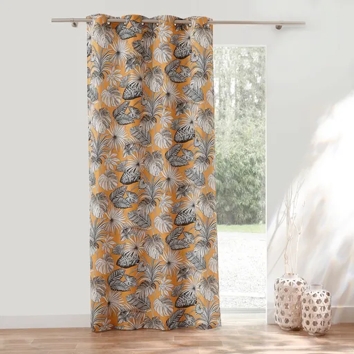 Perdea Blackout cu model tropical, cu ochiuri metalice