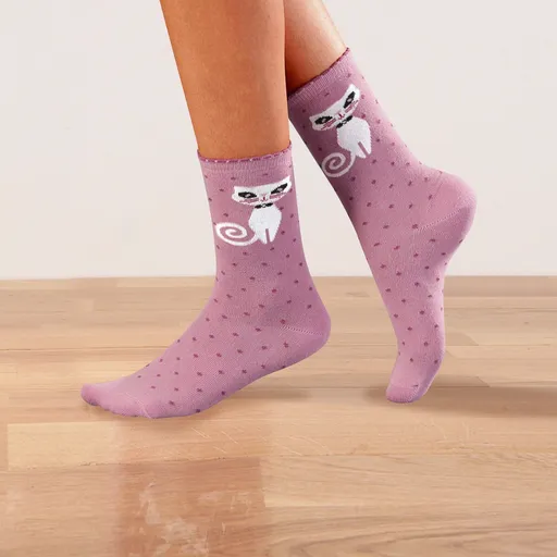 Set de 3 perechi de șosete cu motiv de pisică