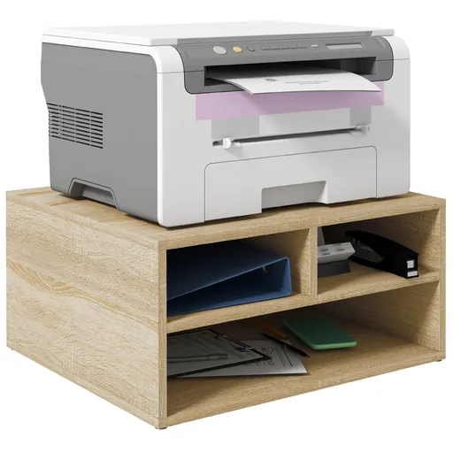 HOMCOM Organizator birou aspect lemn cu 3 compartimente, suport imprimantă dim. 47L x 40l x 22,5H cm | Aosom Romania