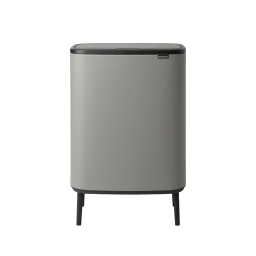 Cos de gunoi Brabantia Bo Touch Hi 1001266, 2x30 L, Perfect langa perete, Reglare picioare, Acoperit cu minerale, Gri
