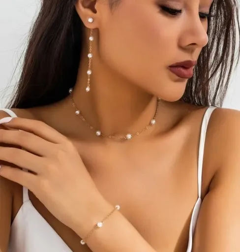Set Bijuterii cu Perle, Colier si Bratara - 20444500