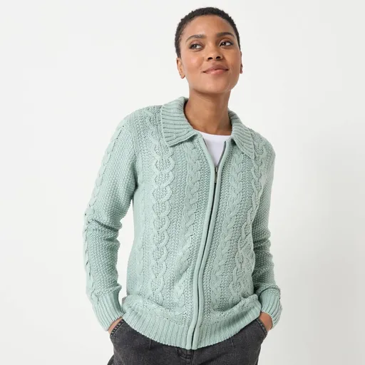 Pulover cu fermoar și model împletit