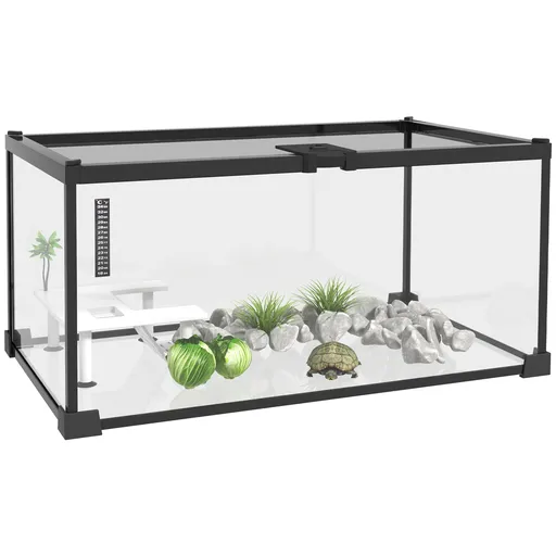 PawHut Cutie pentru reptile cutie de creștere a reptilelor habitat de terariu transparent capac culisant plasă metalică | Aosom Romania