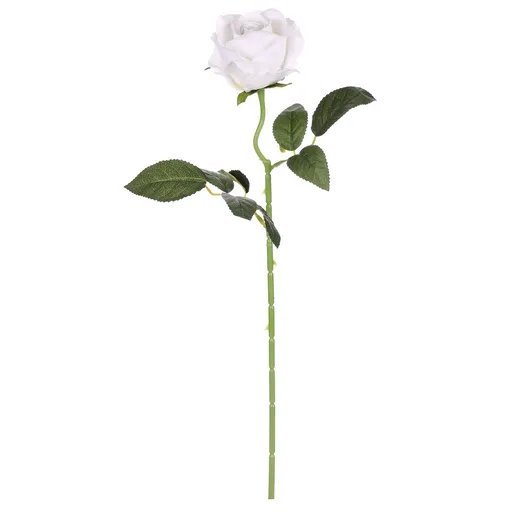 Floare artificială Trandafir alb, 1 floare, 15 x15 x 50 cm, alb