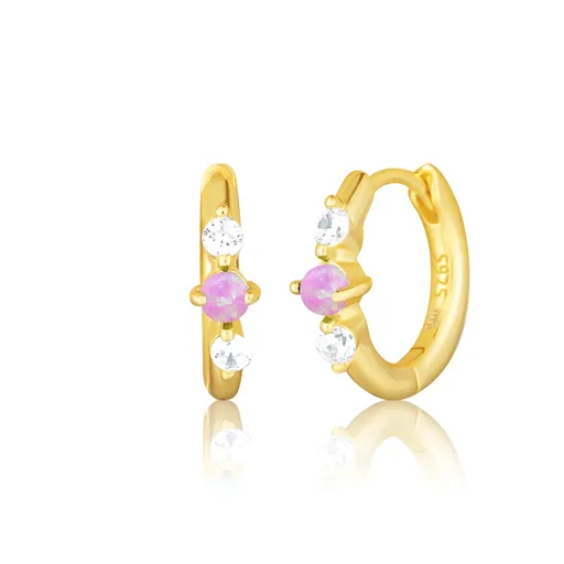 JVD Cercei rotunzi placați cu aur cu opale sintetice roz SVLE3073XH2G400