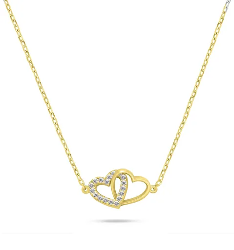 Brilio Silver Colier placat cu aur Inimi unite NCL204Y