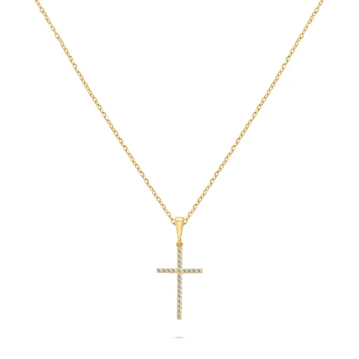 Brilio Silver Colier atemporal placat cu aur Cruce NCL50Y